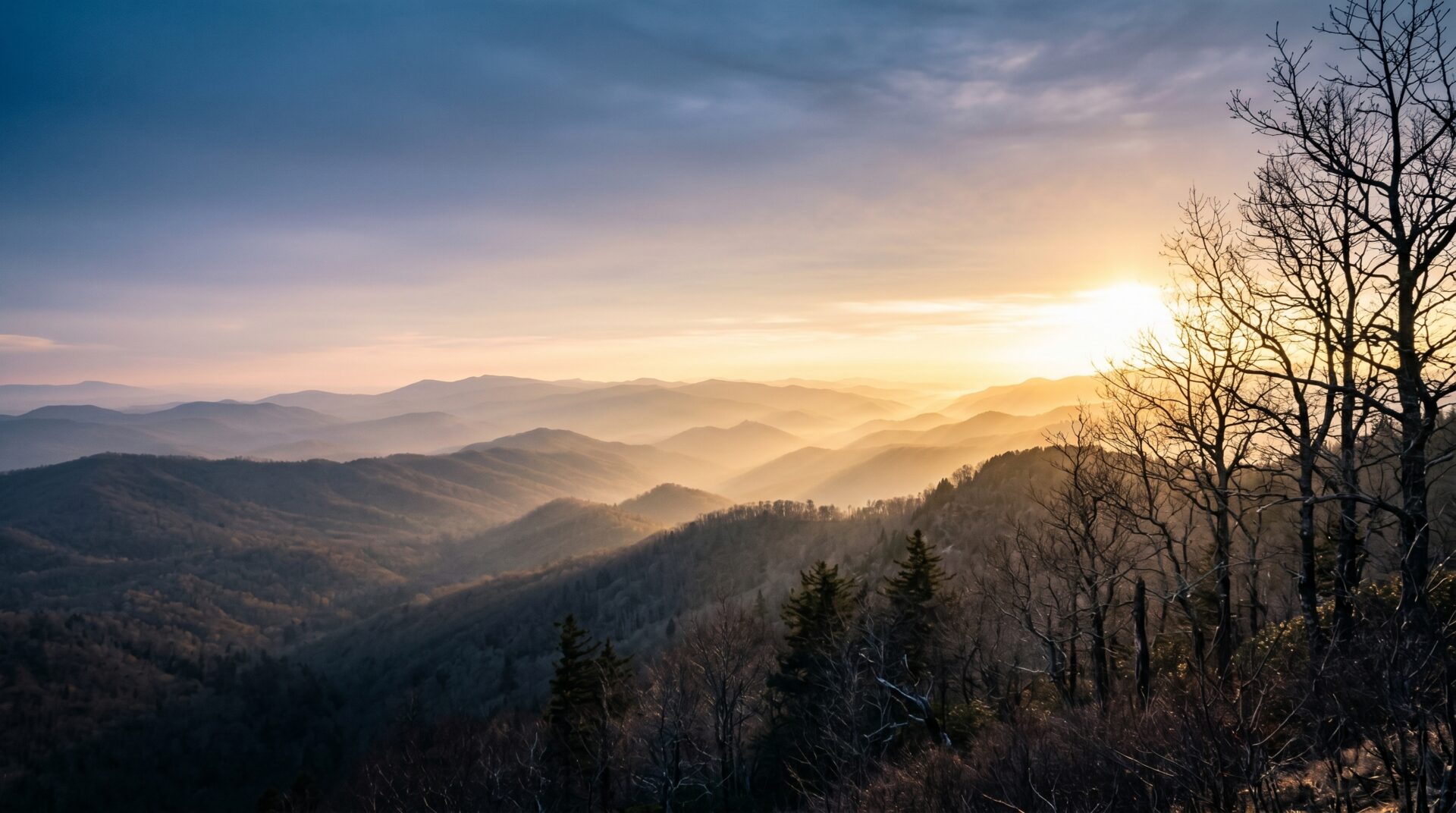 Blue Ridge Mountains dawn over Ashe County